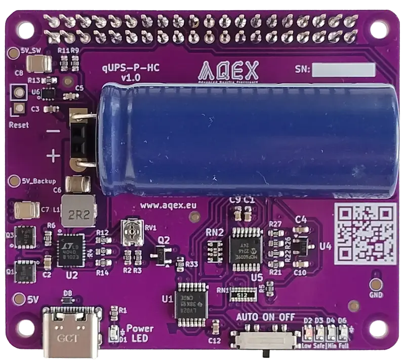 Raspberry Pi UPS HAT with Hybrid Supercapacitor